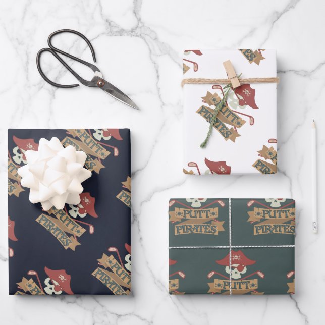 Putt Pirates Golf Lover Sports Wrapping Paper Sheet (Front)