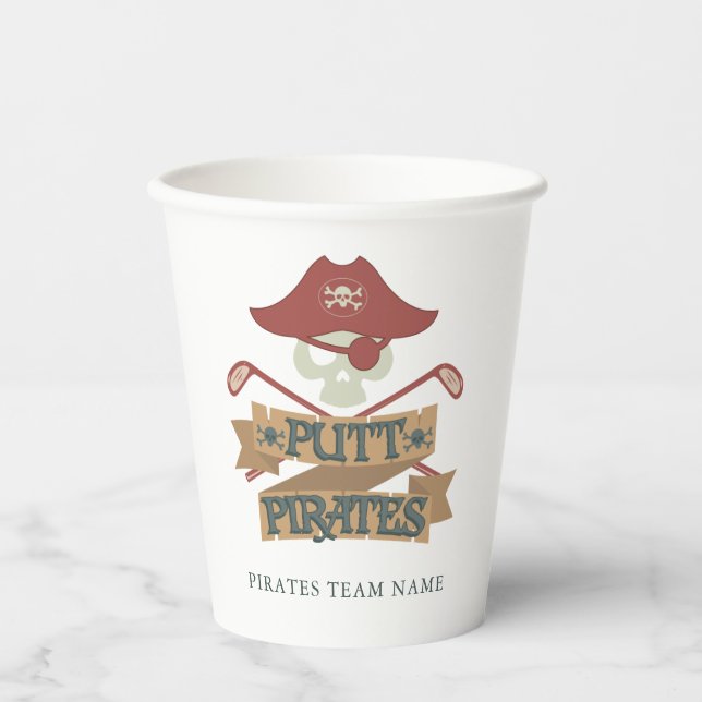 Putt Pirates Golfing Team Name Party Custom Paper Cups (Front)