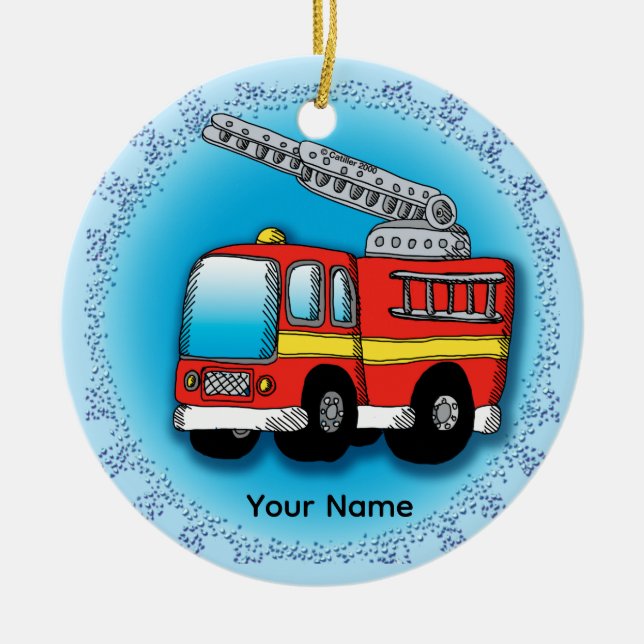 Putt Putt Firetruck firefighter Ornament (Front)