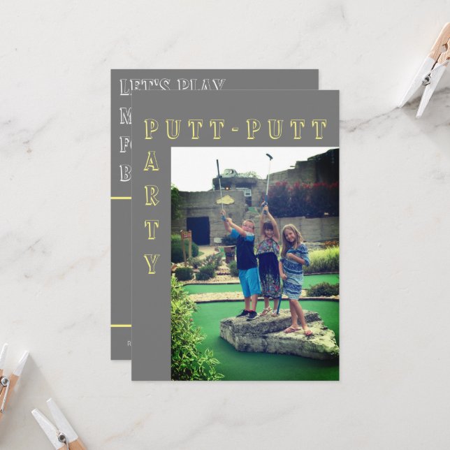 Putt-Putt Miniature Golf Party Invitation (Front/Back In Situ)