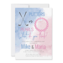 Putters or Pearls gender reveal invitation