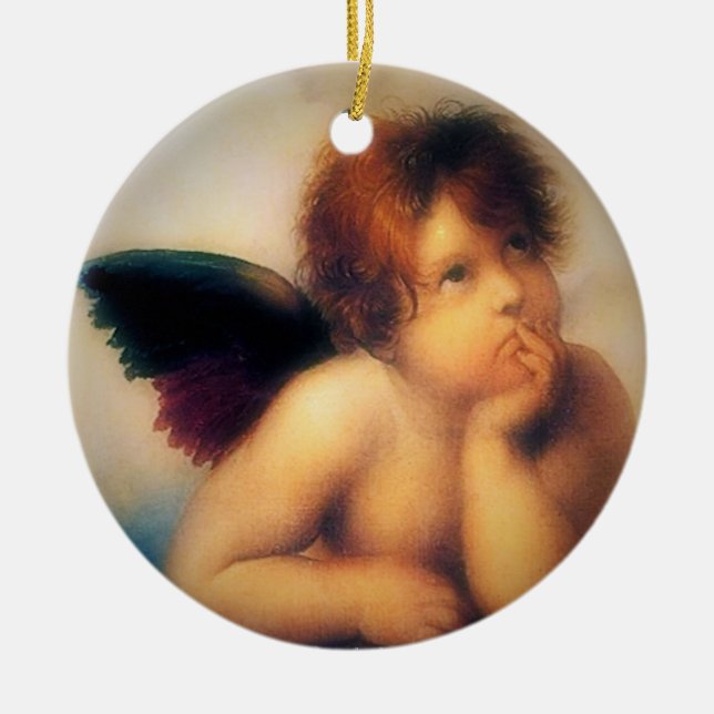 Putti Angel Ceramic Tree Decoration (Front)