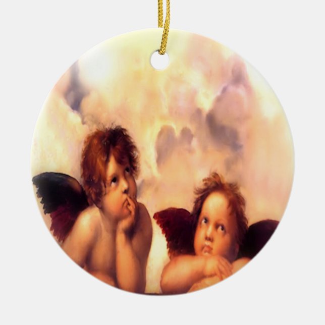 Putti Pair Angels Ceramic Tree Decoration (Front)