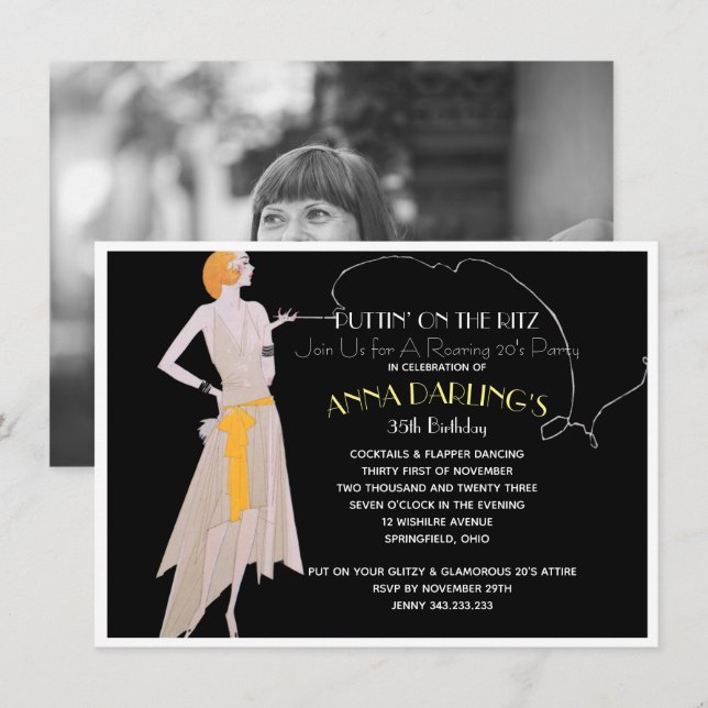 Puttin' On the Ritz 20's Flapper Party Invitation (Front/Back)