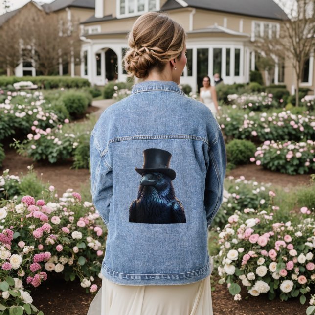 Puttin on the RItz Raven Tshirt Denim Jacket (Wedding Back)