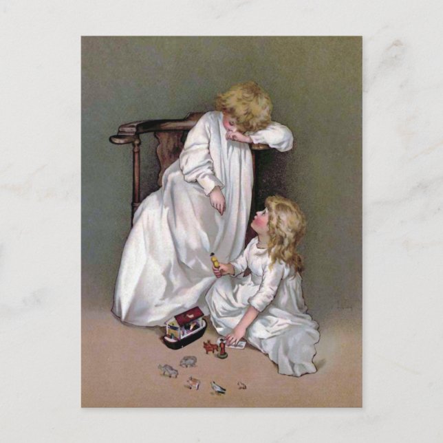 Putting Away the Toys Vintage Postcard (Front)