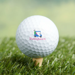 PuttQueen Golf with Preppy Blue Golf Cart – Funny Golf Balls