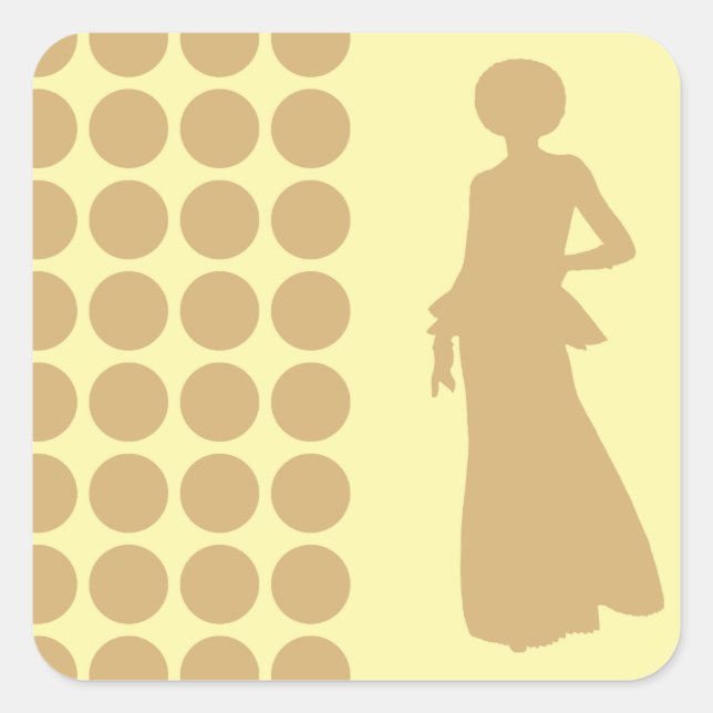 Putty Cream Neutral Dots Fashion Silhouette Square Sticker (Front)