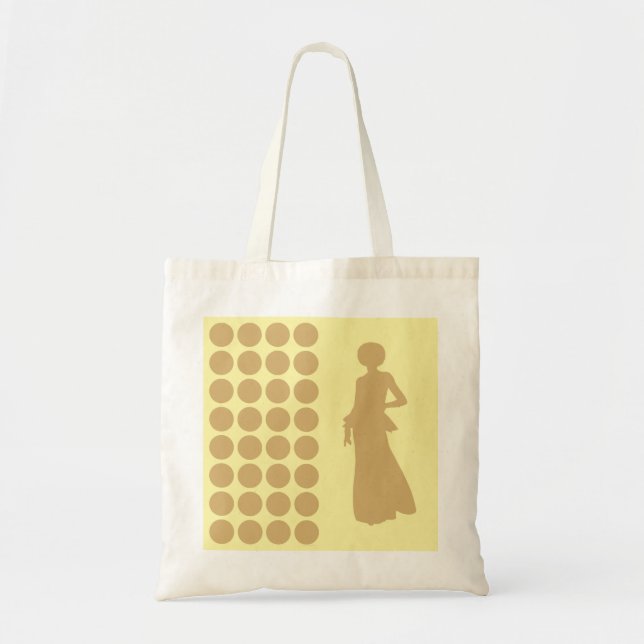 Putty Cream Neutral Dots Fashion Silhouette Tote Bag (Front)