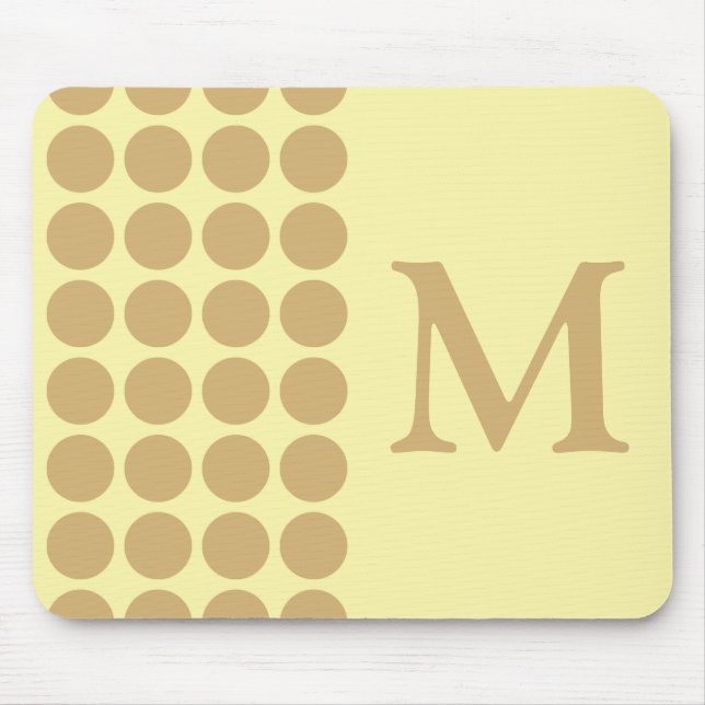 Putty Cream Neutral Dots with monogram Mouse Mat (Front)