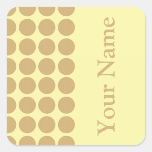 Putty Cream Neutral Dots with name text Square Sticker