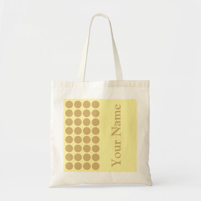 Putty Cream Neutral Dots with name text Tote Bag (Front)