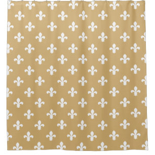 Putty Neutral Fleur de Lys Shower Curtain