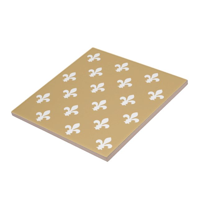 Putty Neutral Fleur de Lys Tile (Side)