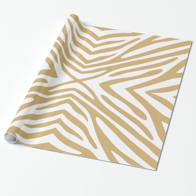 Putty Neutral Zebra Wrapping Paper (Unrolled)