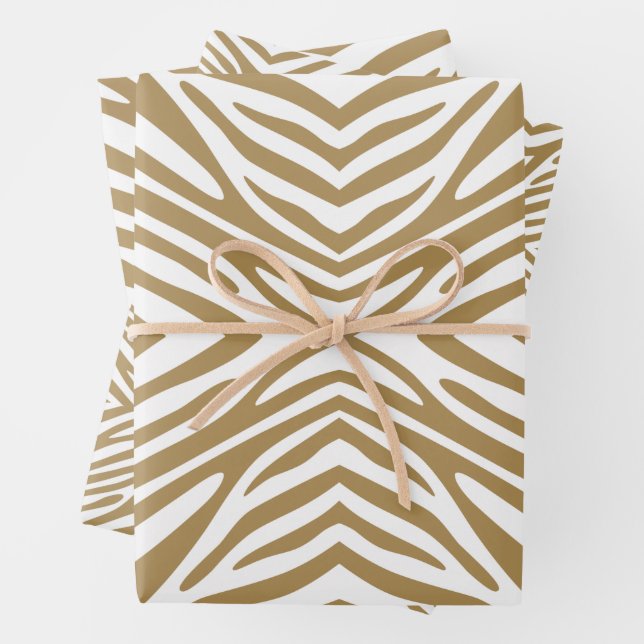Putty Neutral Zebra Wrapping Paper Sheet (In situ)