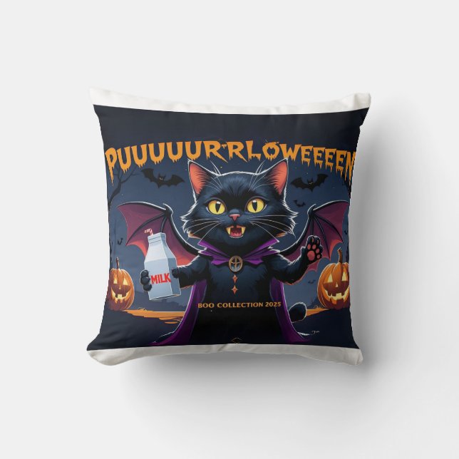Puurrlloween - Halloween Vampire Cat Fun Cushion (Front)