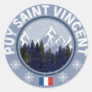 Puy Saint Vincent Ski resort Classic Round Sticker