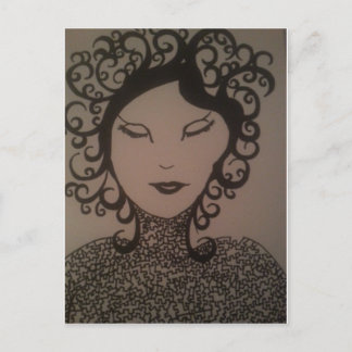 puzzeled woman postcard