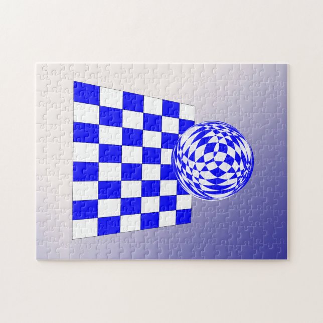 Puzzle - 3D Ball on Checked Board (Horizontal)