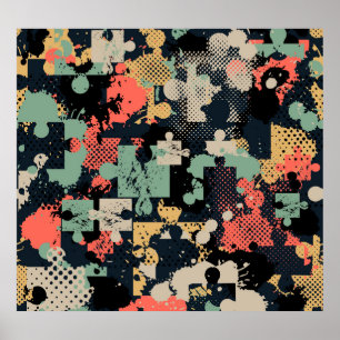 Puzzle Abstract: Creative Vintage Seamless. Poster