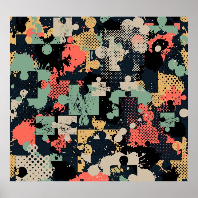 Puzzle Abstract: Creative Vintage Seamless. Poster (Front)