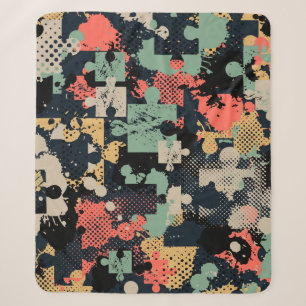 Puzzle Abstract: Creative Vintage Seamless. Sherpa Blanket