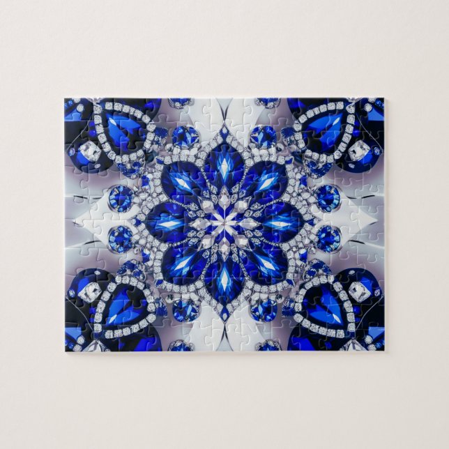 Puzzle abstract modern Design Blue White Colours (Horizontal)