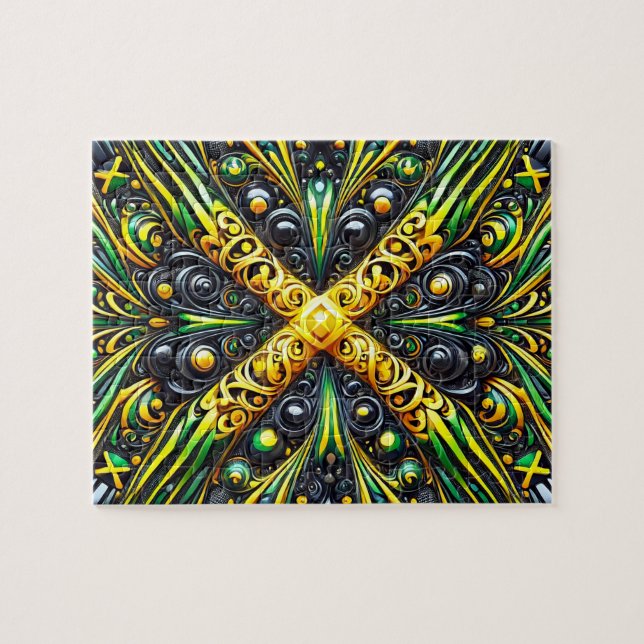 Puzzle abstract modern Design Jamaican Colours (Horizontal)
