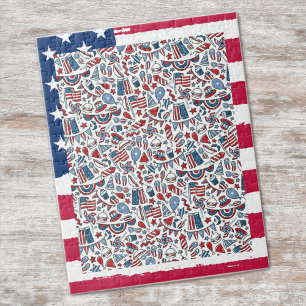 Puzzle, Add Your Photo, USA Illustrated Flag Frame Jigsaw Puzzle
