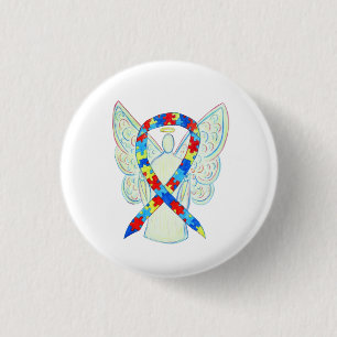 Puzzle Angel Autism Awareness Ribbon Art Pins