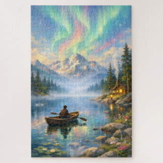 Puzzle - Aurores boréales au lac 