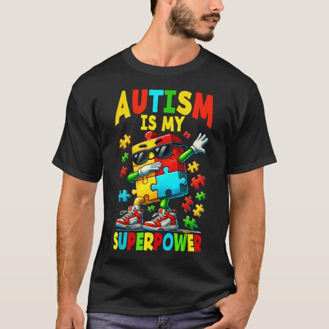  Puzzle Autism Awareness Autistic Support T-Shirt (Front)