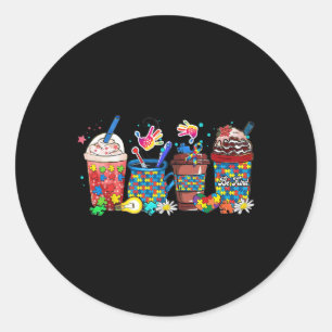 Puzzle Autism Awareness Day Coffee Latte Cups Coff Classic Round Sticker