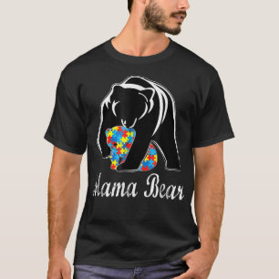 Puzzle Autism Awareness Mama Bear Support Autistic T-Shirt
