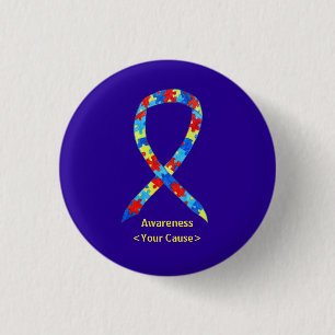 Puzzle Autism Awareness Ribbon Custom Button Pin