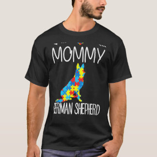 Puzzle Autism Heart Mummy German Shepherd T-Shirt