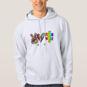 puzzle autism month awareness peace sign, 2nd Apri Hoodie