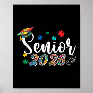 Puzzle Autistic Autism Graduation Senior 2026 Boys Poster