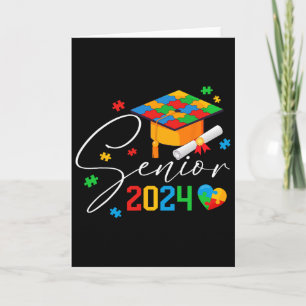 Puzzle Autistic Senior 2024 Autism Graduation Boys Card