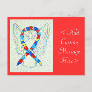 Puzzle Awareness Ribbon Angel Custom Art Postcard
