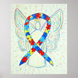 Puzzle Awareness Ribbon Angel Poster Art Print