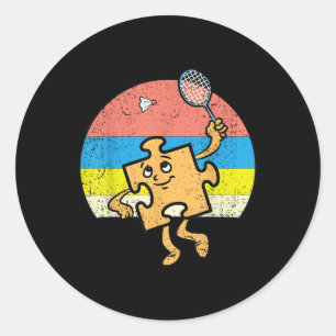 Puzzle Badminton Player Autism Awareness Autistic Classic Round Sticker