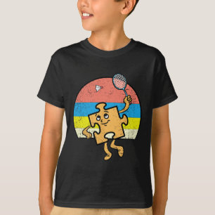 Puzzle Badminton Player Autism Awareness Autistic  T-Shirt