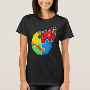 Puzzle Baseball Support Autism Awareness Men Women T-Shirt