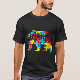 Puzzle Bear Autism Mum Autism Awareness Month T-Shirt