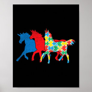 Puzzle Blue Red Autism Awareness Asl Girls Boys Poster