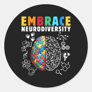 Puzzle Brain Autism Asd Adhd Mum Kids Embrace Neur Classic Round Sticker