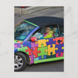 PUZZLE BUG CAR POSTCARD