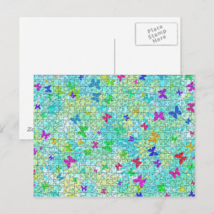 Puzzle Butterflies and Daisies-Colourful by STaylo Postcard